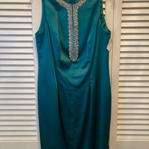 Chetta B Brand New Teal  beaded cocktail/wedding dress. Size 10